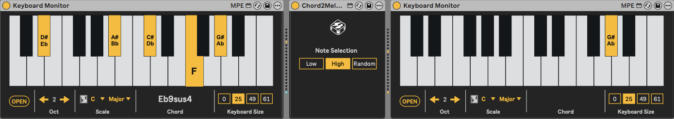 Chord2melody top note