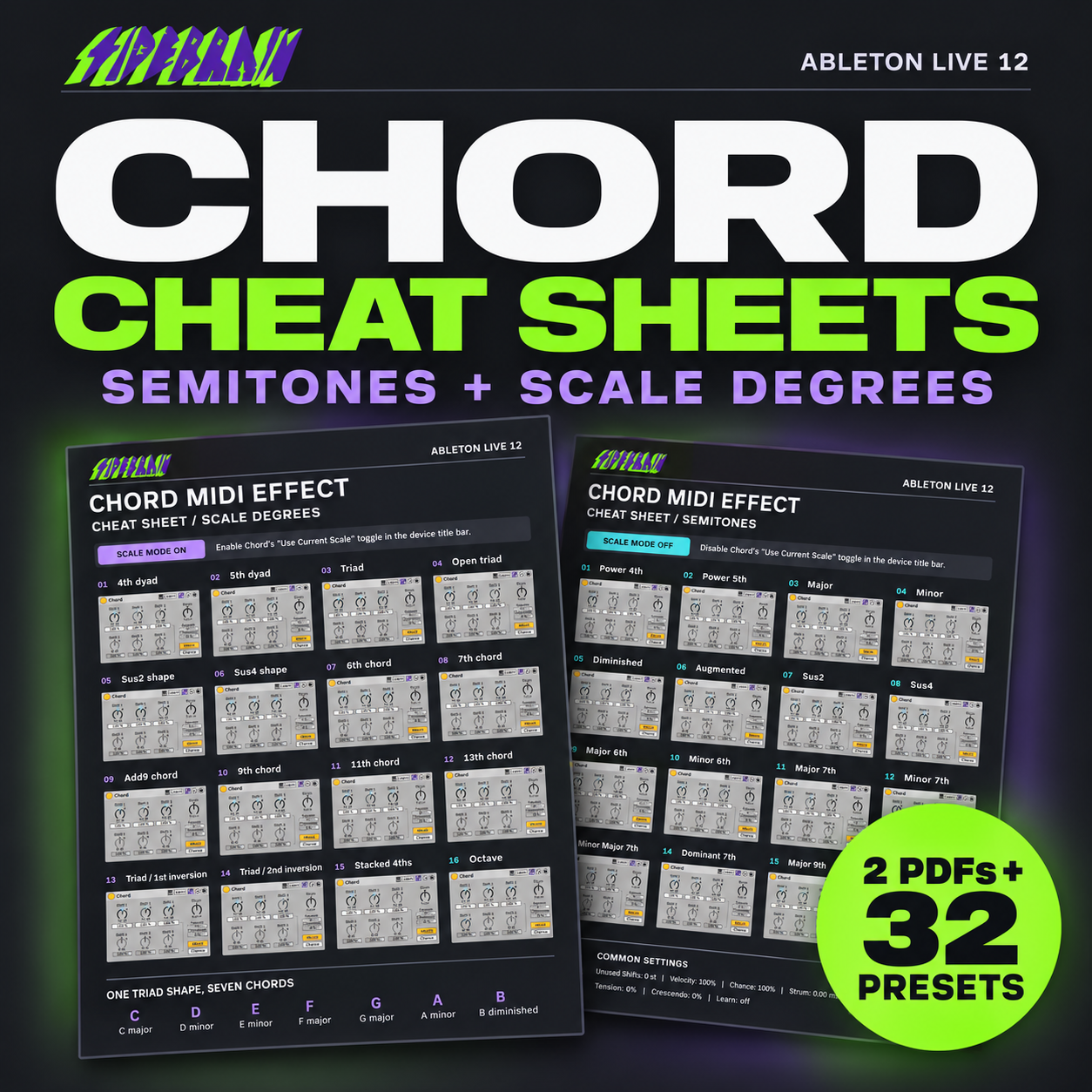 Chord Cheat Sheets + 32 Presets artwork